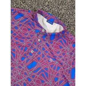 HRESKI Performance Polo Shirt Mens‎ XL Purple Geometric AOP